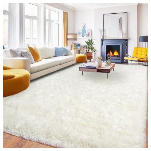 PIPABOBO 8x10 Area Rugs for Living Room, Ultra Soft Fluffy Shag Floor Carpet, Modern Indoor Plush Fuzzy Rugs for Bedroom Kids Room Nursery Dorm Home Decor Aesthetic, Cream White