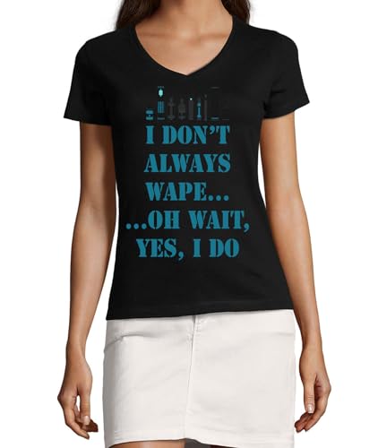 T-shirt Vape col en V femme coton noir idéal pour vos sorties décontractées