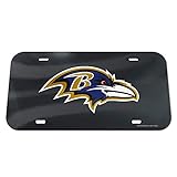 WinCraft NFL Baltimore Ravens Crystal Mirror Logo License Plate, Team Color, One Size