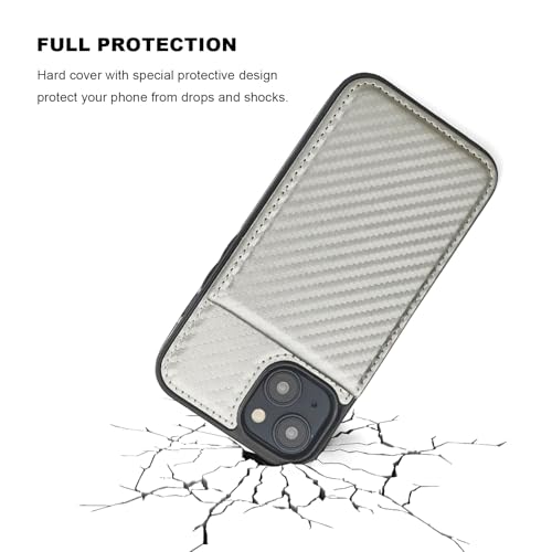 Image of KIHUWEY Compatible with iPhone 13 Case Wallet with Credit Card Holder, Premium Leather Magnetic Clasp Kickstand Heavy Duty Protective Cover for iPhone 13 6.1 inch (Carbon Gray)