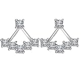 Kissweet Fashion Earings Big Crystal Ear Jackets Leaf Ear Clips Stud Earrings