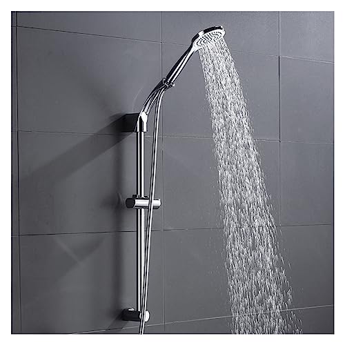 Barre coulissante de douche chromée avec support mural réglable pour pommeau à main