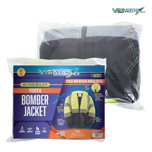 Image of Children's Hi-Vis Quilted Bomber Jacket - Safety Reflective Jacket for Kids, Cold Weather Insulated Jacket