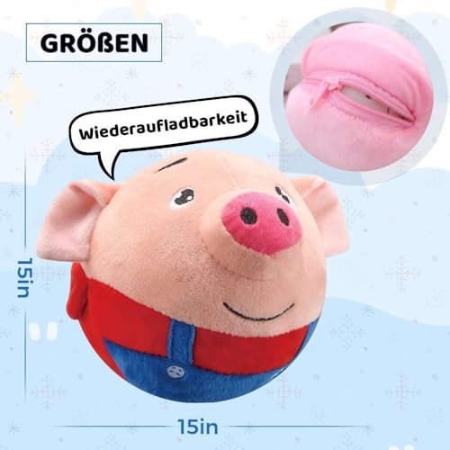 Jouet en peluche interactif pour chien cochon rose lavable