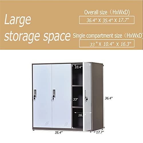 Small Office Metal Cabinet Locker with 3 Layer Each Door Storage for Cloth PC and Shoes,Changing Room Locker