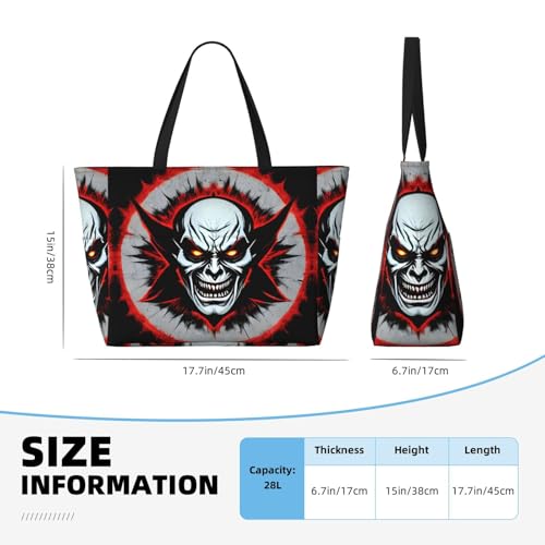 Large Capacity Beach Bag - print Waterproof Travel Bag Red and Black Evil Ghost Multi-Pocket Tote for Vacation Gym Women4