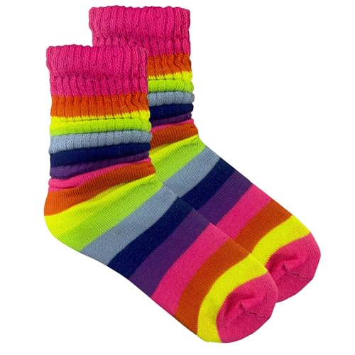 Image of COUVER Womens Scrunched Slouch Socks Soft Cotton Breathable Retro Crew or Knee High, Multiple Colors