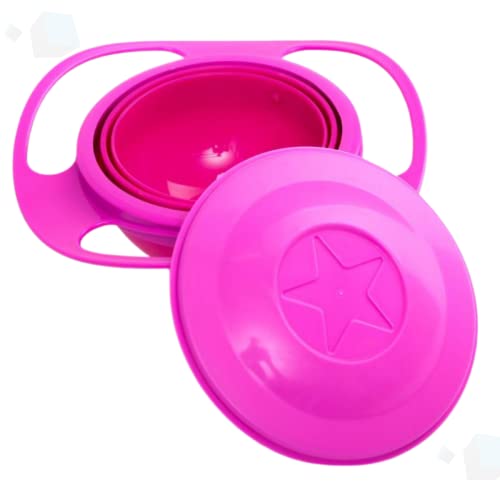 Prato Mágico Infantil giro bowl Bebê tigela Giratório Não Derrama (Rosa)