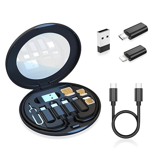 Multi Type Data Cable Conversion Head Portable Storage Box, Multi-Type Charging Line Convertor USB Type C Adapter Tool Contains Sim Card Slot Tray Eject Pin, Phone Holder STXXOR W-1-image-23