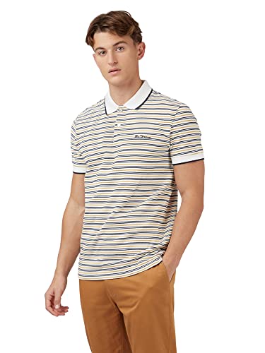 Ben Sherman Men's Stripe Polo, Snow White, Small