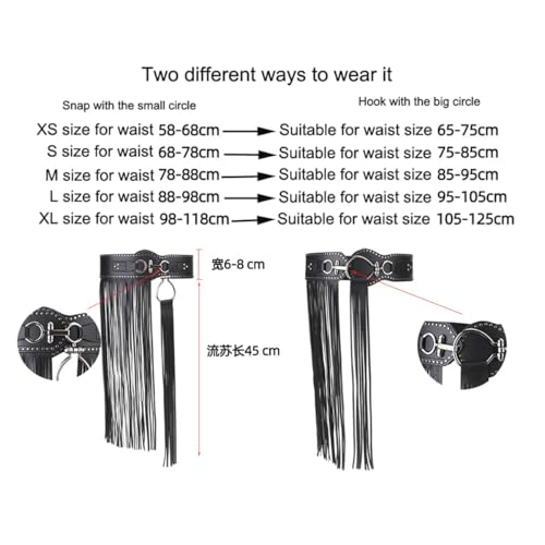 Faux Leather Fringe belt for Women Cowgirl Black Long Western Fringe Belt Punk Leather Waist Chain Tassel Belt2