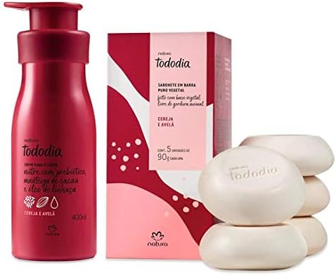 Hidratante Natura Cereja e Avelã 400 ml e Caixa de Sabonetes Com ...