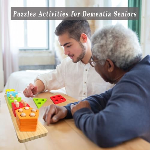 TieGokii Dementia Activities for Seniors,Geometric,Colors & Numbers Cognitive Products for Alzheimers,Wooden Puzzles Gifts & Cognitive Training Games for Elderly - Image 5