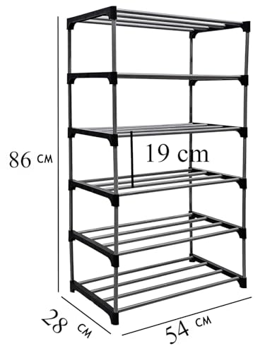 Image of 6 Tier Shoe Rack Sturdy Shoe Organizer for 15+ Pairs,Space-Saving Storage for Entryway & Closet Shoe Rack Modern Shoe Stand with Open Shelves, Ideal for Bedroom & Hallway Stackable