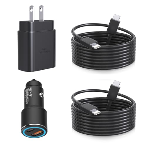 Samsung 25W Super Fast Charger Kit,PD USB C Charger Fast Charging Block/Car Adapter with 2X C to C Cord(5ft) for Samsung Galaxy S23/S22/S21/S20/Plus/Ultra/Note 20/Z Fold 3