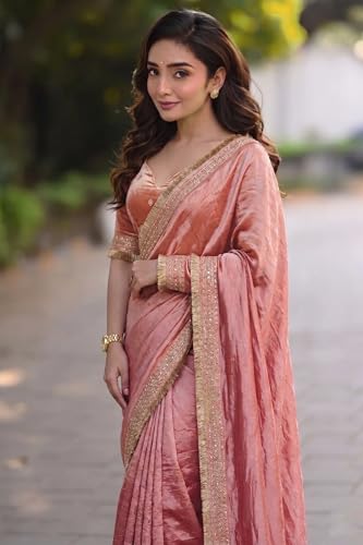 Image of Women's Designer Bollywood Soft Georgette Heavy Embroidery Sequins Work Sarees For Wedding With Blouse Piece