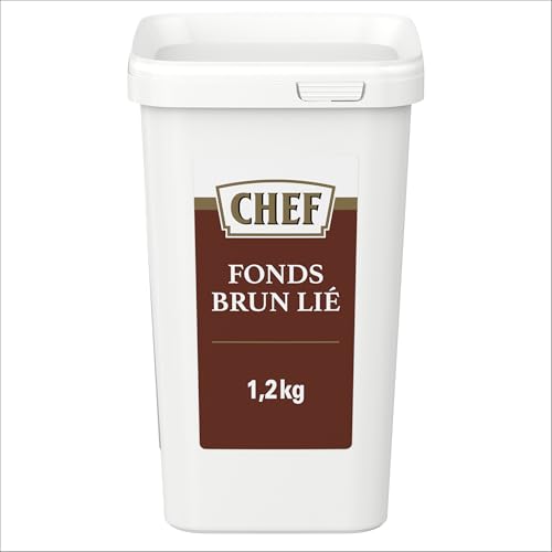 CHEF - CHEF Fonds Brun Lié Déshydraté - Goût Prononcé de Bœuf Rôti - Sauce Brune Intense et Brillante - Gain de Temps en Cuisine - Aide Culinaire, Fonds, Fumet - Boîte de 1,2 kg pour 30L à 80L