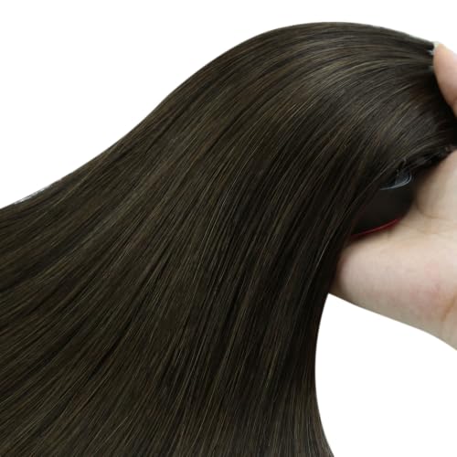 Image of YoungSee Micro Loop Hair Extensions Real Human Hair Ash Brown Micro Bead Hair Extensions Dark Brown Bead Extension Human Hair Invisible Microring Hair Extension 20 Inch 50 Strands 57g