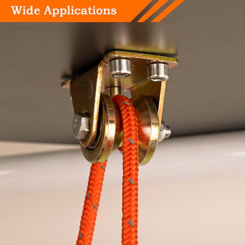 4 Stück Umlenkrolle Stahlseil, Umlenkrollen für Seile 6mm, Seilrolle mit 2 Kugellager