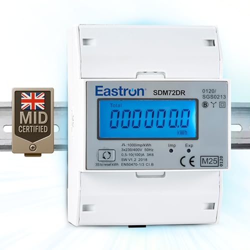 Eastron MID Certified kWh and Power Measurement Three Phase Energy Meter (SDM72DR-MID)