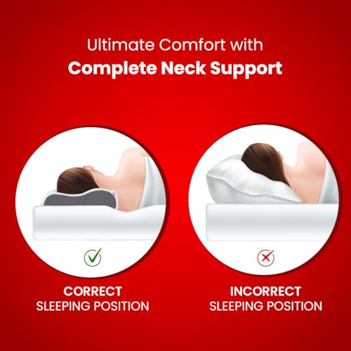 Image of Dr.Ortho Premium Orthopedic Cervical Memory Foam Neck Pillow for Pain Relief Sleep, Improves Posture, Vaccum-Squeezed Rolled Packaging - Full Size - 57(L) X 35(W) X 8(H) CM