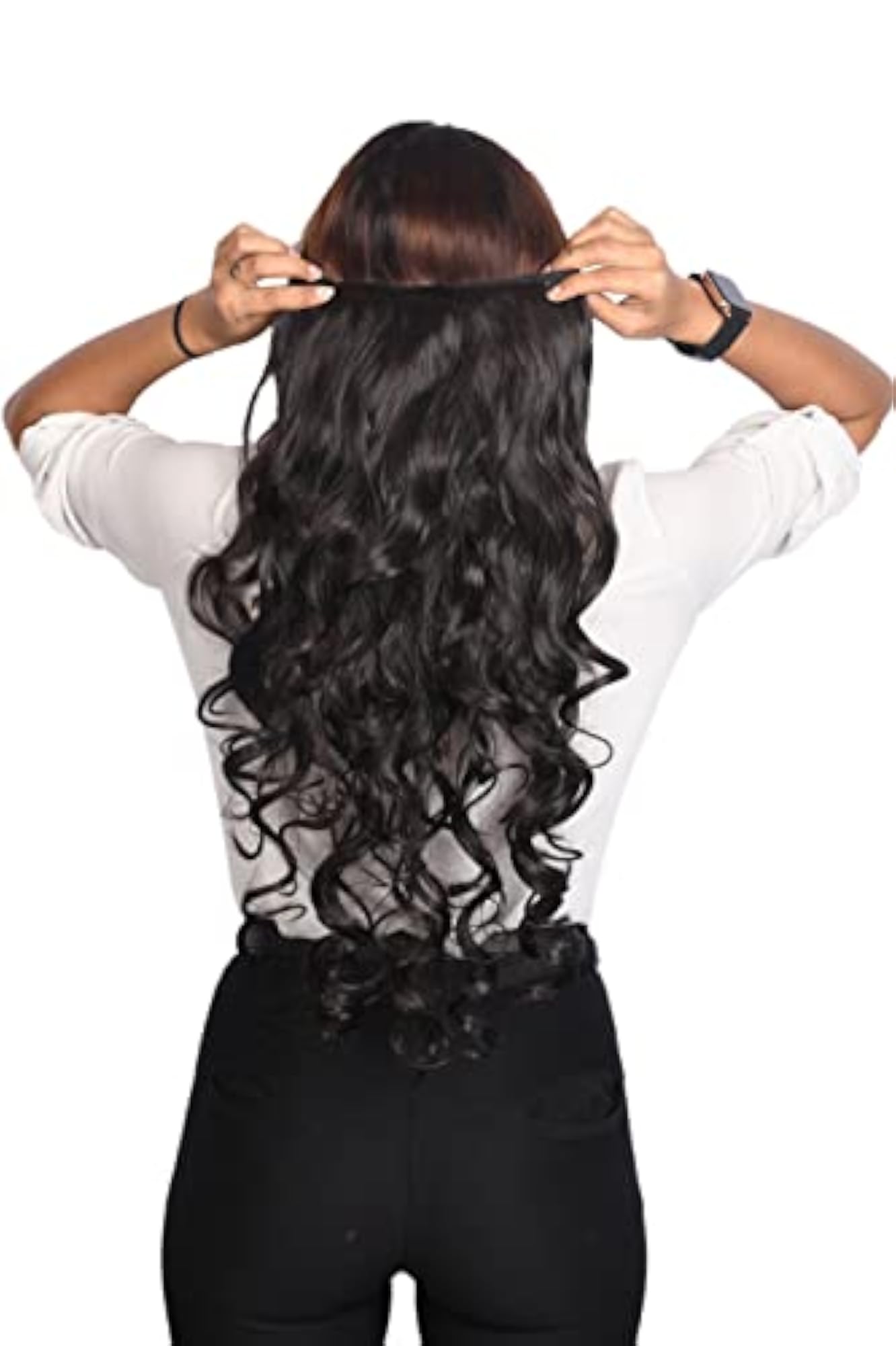 El Cabell Wavy/Curly 5 Clip Brown Synthetic Extension
