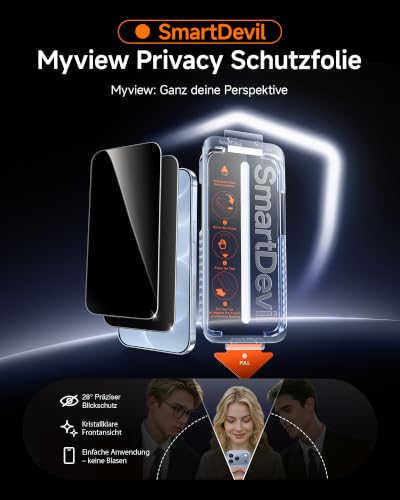 SMARTDEVIL 2 Pack Privatsphäre Schutz für iPhone 18 Pro Panzerglas – Ansicht 2
