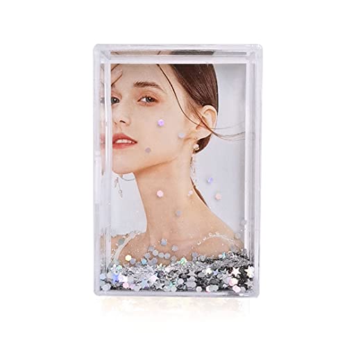 Sh.dream Valentines Day Gifts Glitter Liquid Photo Frame Clear Acrylic Floating Picture Frame 2X3Inch (Silver) #TOP22