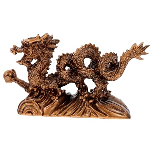 Statue animal dragon chinois figurine de bureau en résine sculptée