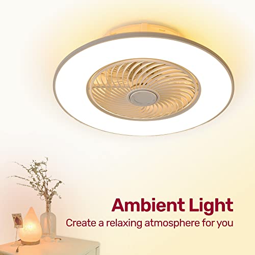 Yanaso Upgraded Ceiling Fans With Lights - Low Profile Enclosed Ceiling Fan Bladeless, Remote & App Control, 3 Colors Dimmable Led 6 Speeds (White) #TOP2