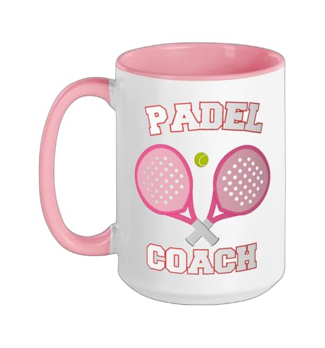Padel Coach Design for Paddle Tennis Trainers Graphic Ceramic Mug, Pink/White, 15oz