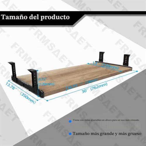 Miniatura 4 de Frmsaet Bandeja Para Cajón Para Teclado 53 Cm 60 Cm 76 Cm Soporte De Madera Para Debajo Del Escritorio Plataforma De Altura Ajustable Herrajes Para Muebles Accesorios De Oficina. 76 Cm, Burlywood