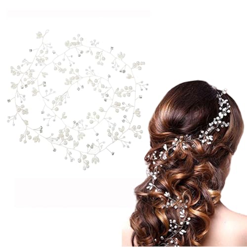QUUPY Diademas para el pelo de novia, diseño de flores, perlas y cuentas de cristal, accesorios para el cabello de boda para mujeres y niñas