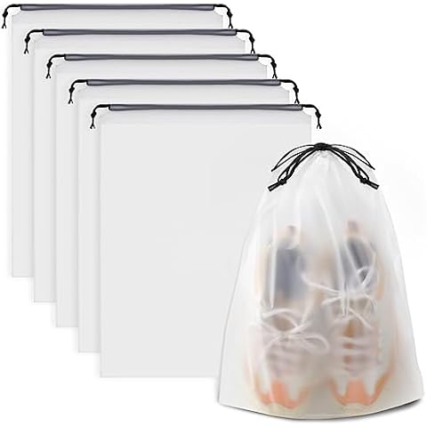 Clear Shoe Bags for Travel 5 PCS, 15.7" x 11.8" Drawstring Travel Shoe Bags for Packing, Waterproof Dustproof Portable Travel Shoe Storage Bag for Men and Women Cover