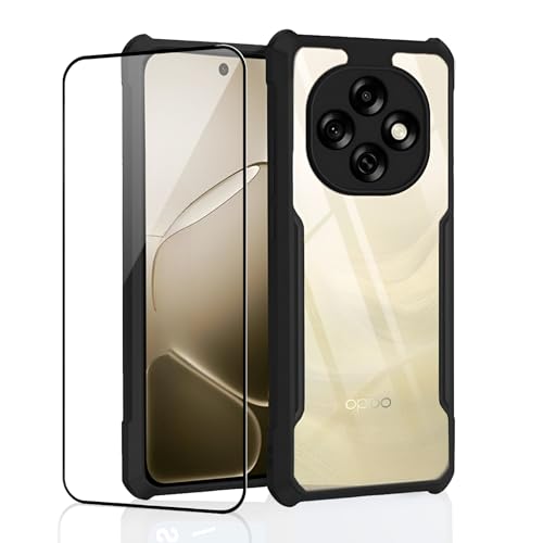 Image of Back Cover Case + Screen Protector for Oppo F31 Pro 5G | Transparent Black | TPU & PC Anti Yellow Mobile Phone Case Cover for Oppo F 31 Pro / F31 Pro 5G | 360 Degree Protection