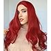 Fancy Hair Long Red Wavy Wigs for Women Curly Middle Part Red Wig Natural Looking Synthetic Heat Resistant Fiber Wigs Hair for Daily Party Use Cosplay Ariel Halloween