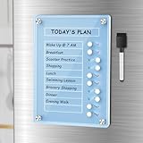 NiHome Acrylic Magnetic To Do List Planning Board with Sliders & Desktop Stand, Kids & Adults Chore Chart, Checklist Routine Chart Task Board for Fridge & Desk, For Magnetic Metal Surfaces Only (Blue)