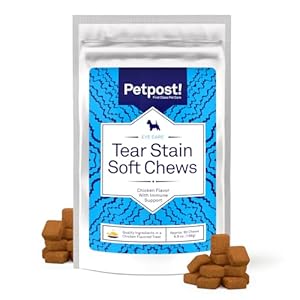 Petpost | tear stain remover chicken flavored soft chews  delicious chicken treat  eye stain supplement for dogs  natural treatment for tear stains on white fur angels 90 ct   cucciolini doodles