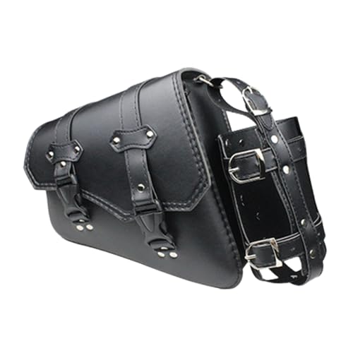Pochette latérale pour moto en cuir étanche avec porte-bouteille intégré pour outils