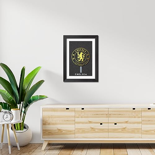 Image of TenorArts Chelsea Poster 3D Golden Leather Textured Logo Laminated Photo Frame Painting with Matt Finish Black Textures(12 inches x 9inches)