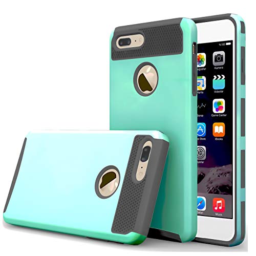 iBarbe Teal Gray Slim Fit case for iPhone 7,iPhone 8, Rubber Hard Plastic Shell Case Full Protective Anti-Scratch Resistant Cover Case for iPhone 7 (2016) / iPhone 8 (2017)