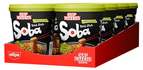 Nissin Cup Noodles Soba Pad Thai 8er Pack Wok Style Instant-Nudeln mit Pad Thai Geschmack und Gemüse schnell im Becher zubereitet asiatisches Essen (8 x 89 g)