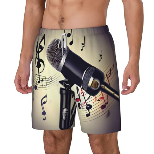 Short de bain homme avec doublure de compression motif micro et notes de musique