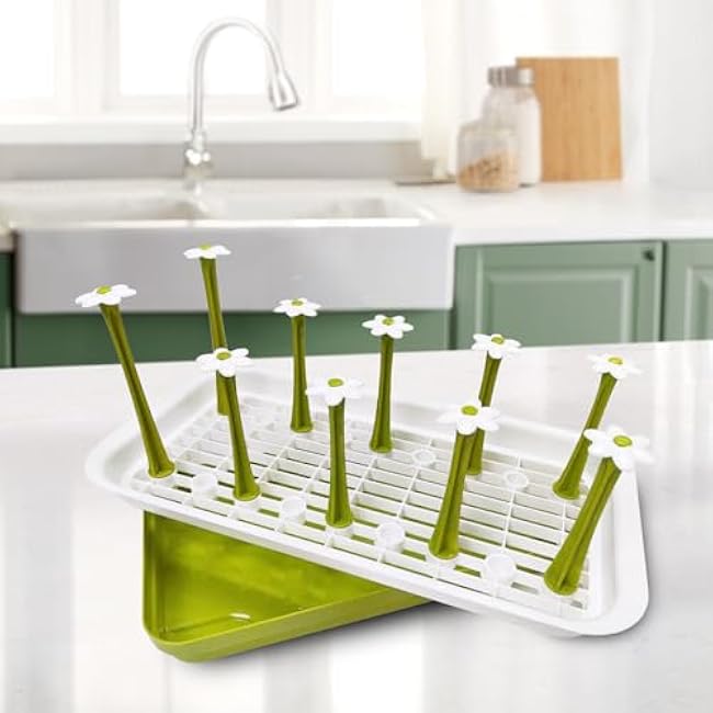 Removable Large Water Bottle Drying Rack, Vertical Bottle Drying Rack Kitchen Counter for Drinking Glass, Insulated Mugs, Baby Bottles, Sports Bottles, Plastic Bag, Wine Glass, Tumblers, Water Cups