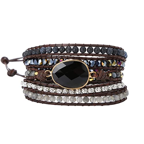 lureme Handmade Natural Stone Wrap Bracelet Gemstone Healing Leather Bracelet Boho Bracelet for Women (bl003552-8) lureme Handmade Natural Stone Wrap Bracelet Gemstone Healing Leather Bracelet Boho Bracelet for Women (bl003552-8)