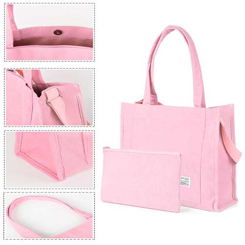 Image of Valleycomfy Corduroy Tote Bag for Women Travel Crossbody Bag Purse Women Shoulder Bags Work Handbags Everyday Hobo Bag