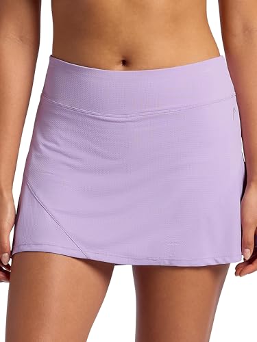 HEAD Women’s Half Swing Mesh Skort, Relaxed Fit, 13” Inseam, Mid-Rise, Stretch Lightweight Material, Built-in Compression Shorts with Pockets, Lavendula, Large