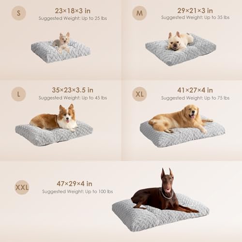 EHEYCIGA Washable Large Dog Bed for Crate 35x23 Inch, Reversible Kennel Pad for Dogs Weight Up to 45 lbs, Plush and Comfy Pet Sleeping Mat, Grey - Image 7