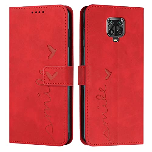 Cover per Xiaomi Redmi Note 9 9 PRO 9S Custodia per Note 9 9 PRO Max Protezione Completa Slot per Scheda Funzione di Supporto pelle sintetica rosso