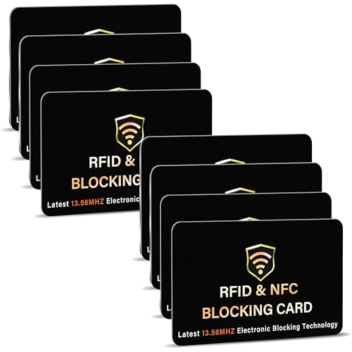 Image of SaiTech IT 8 Pack RFID Blocking Card, One Card Protects Entire Wallet Purse, NFC Contactless Bank Debit Credit Card Protector ID ATM Guard Card Blocker - (Black)